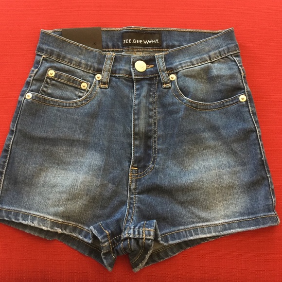 Zee Gee Why High Waisted Denim Shorts - Picture 1 of 6
